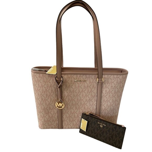 Michael Kors Sady 38T1CD4T7B Ballet Pink Purse Tote Bag & Jet Set Zip Wristlet - Picture 15 of 15